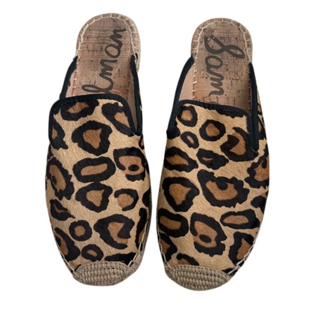Womens Sam Edelman Kerry Leopard Calf Hair Espadrille Mule Size 8 - Picture 3 of 6
